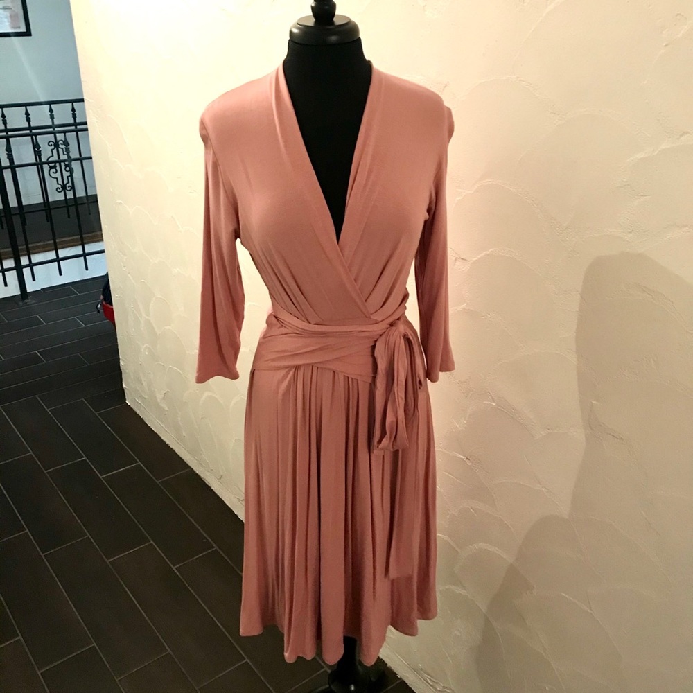 Les Amis dusty pink wrap dress. Size Large.